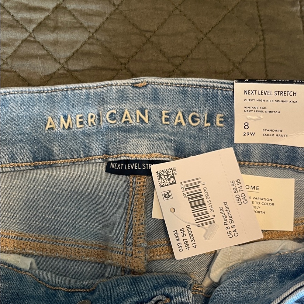 American Eagle Outfitters Light Blue Curvy High Rise Skinny Kick - Picture 5 of 11